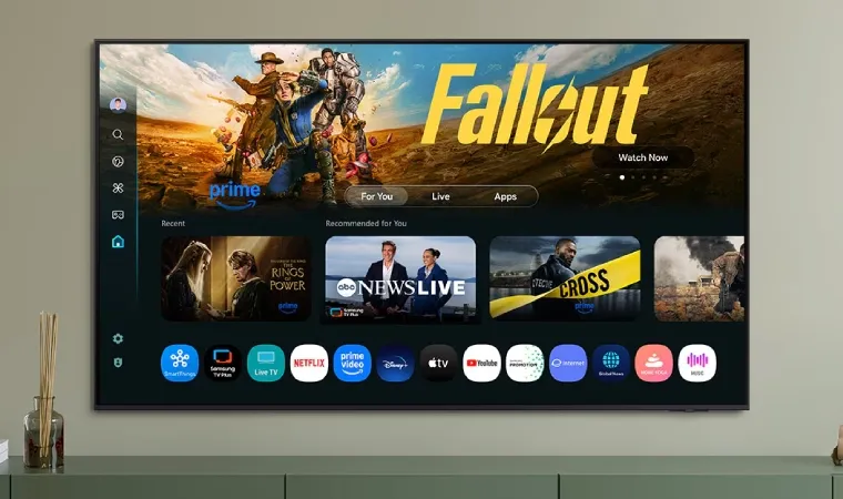Imagem mostra tela inicial do sistema Tizen da TV Samsung