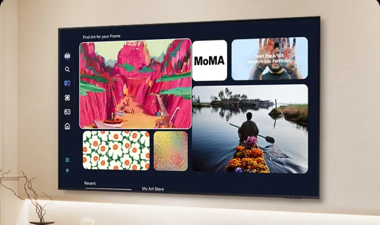 Imagem mostra TV Samsung exibindo obras de arte em parceria com o MoMa.