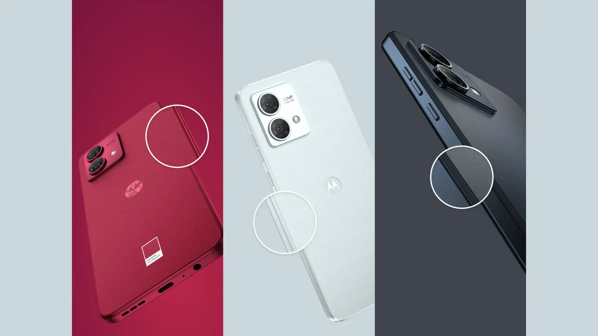 Imagem mostra detalhes de três celulares que estão lado a lado