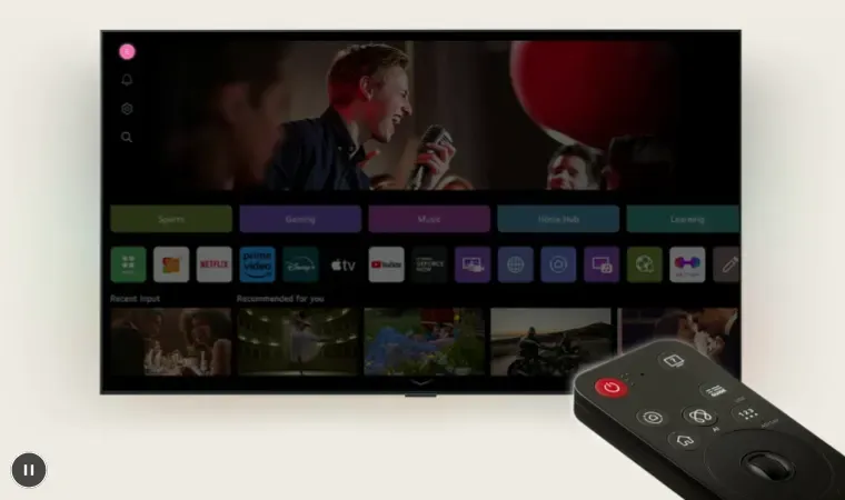 Controle AI Magic Remote aciona TV LG UA8550