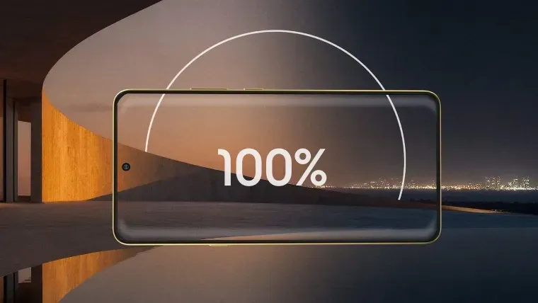 Imagem mostra um celular na horizontal com a numeração da bateria na tela