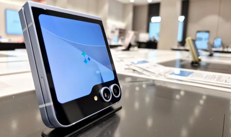  Imagem mostra celular dobrável dobrado