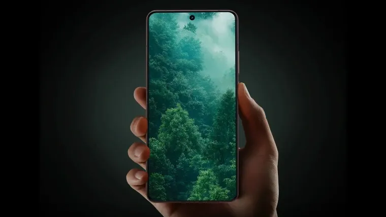 Imagem do realme GT 7 Pro mostrando a tela ligada em uso manual