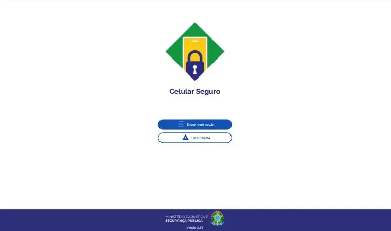 Imagem mostra a tela do site Celular Seguro