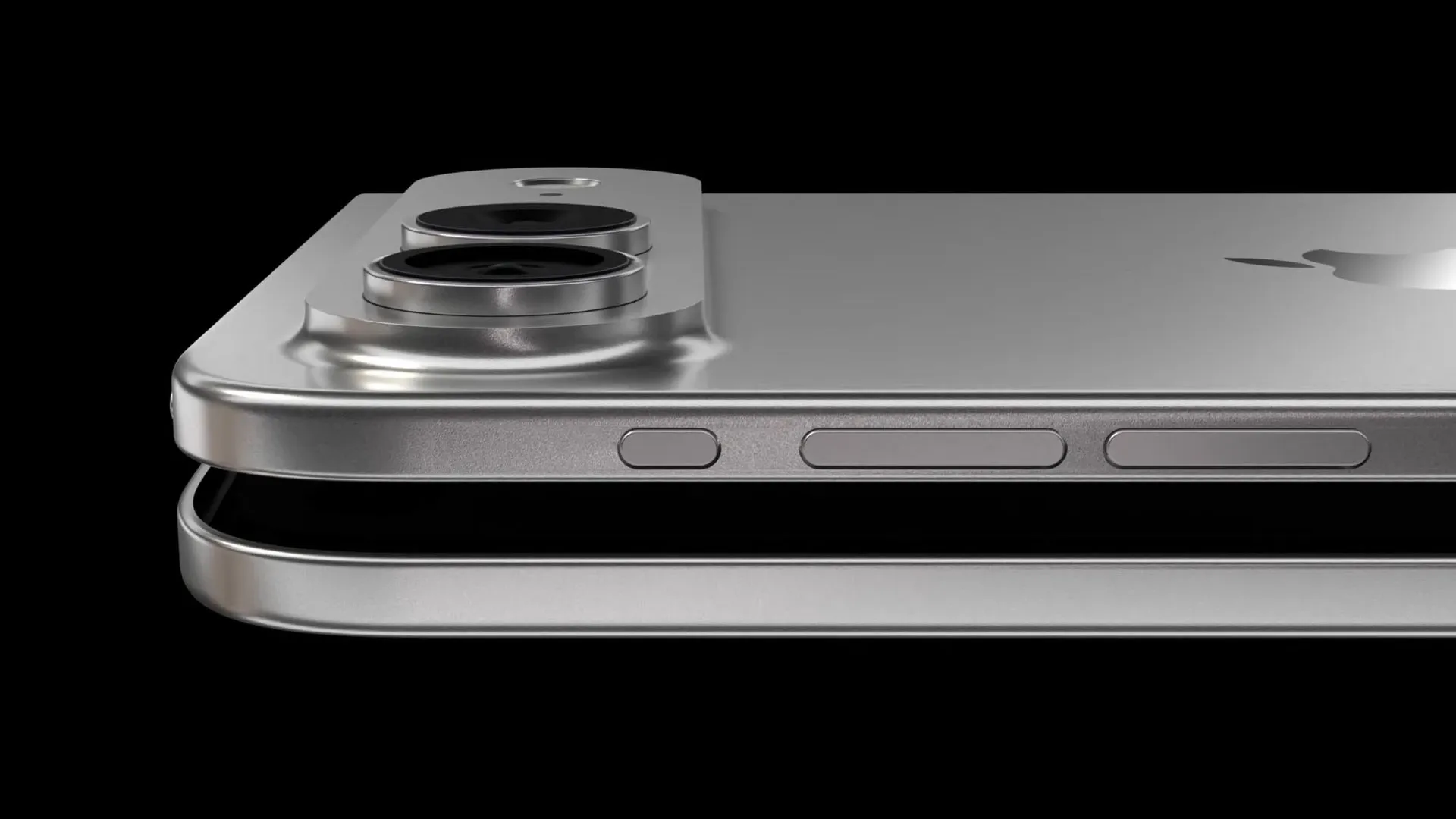 Render não-oficial do iPhone dobrável em close na dobradiça e no módulo de câmeras traseiras