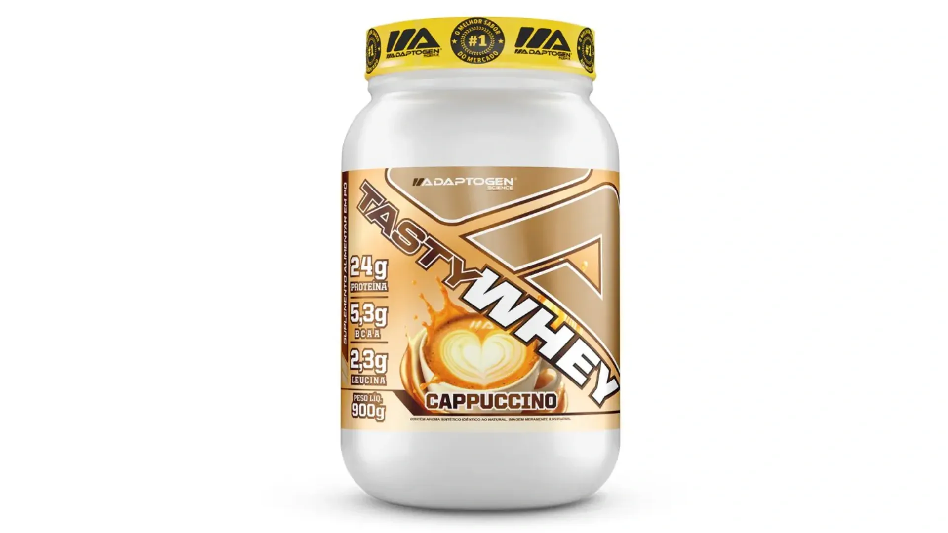 Pote de tasty whey protein de cappuccino