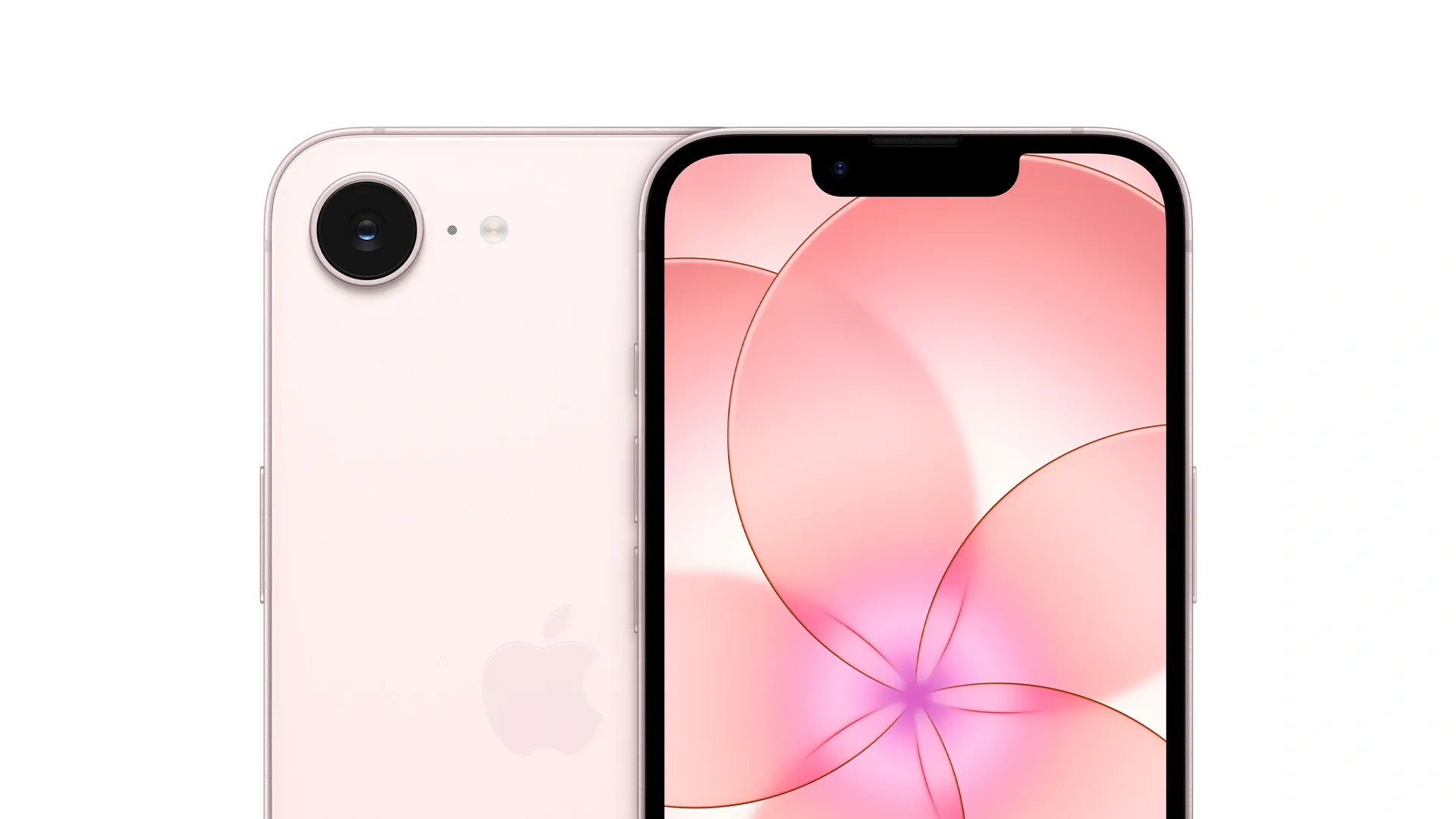 Traseira e tela do iPhone 17e com foco nas câmeras em fundo branco