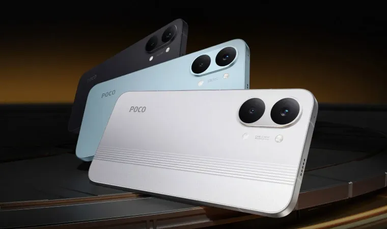  Três celulares da Poco estão na horizontal