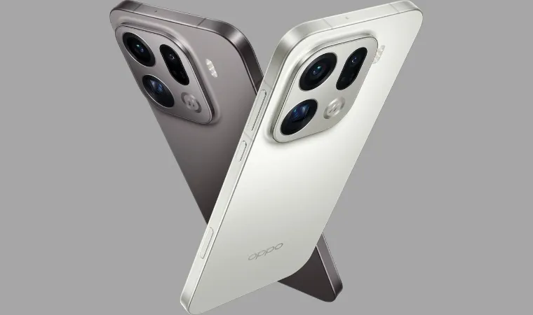 Dois celulares da marca Oppo estão na vertical