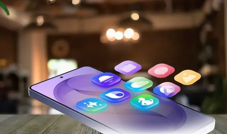 Imagem mostra uma arte de um celular com aplicativos saindo da tela