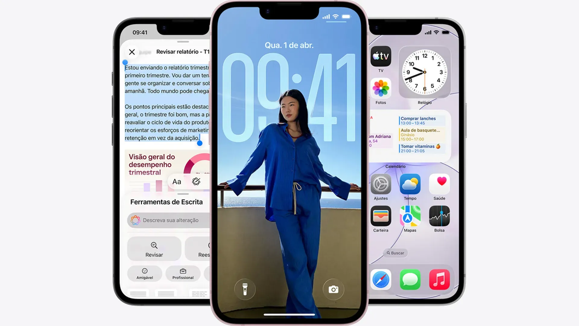 Imagem do iPhone 17e exibindo a tela Super Retina XDR com aplicativos abertos e alto nível de brilho
