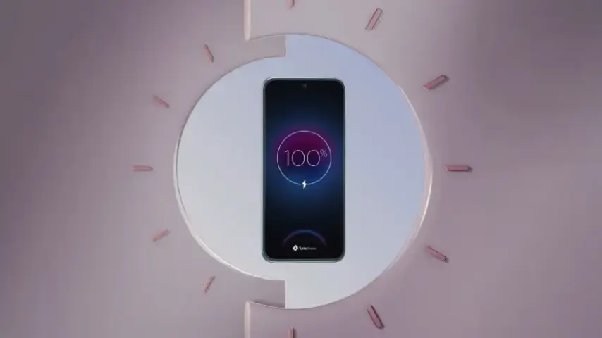 Imagem de celular exibindo 100% de carga da bateria