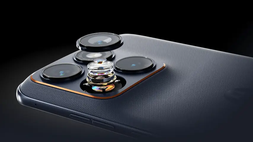 Parte traseira do Motorola Edge 70 Fusion destacando as lentes da câmera