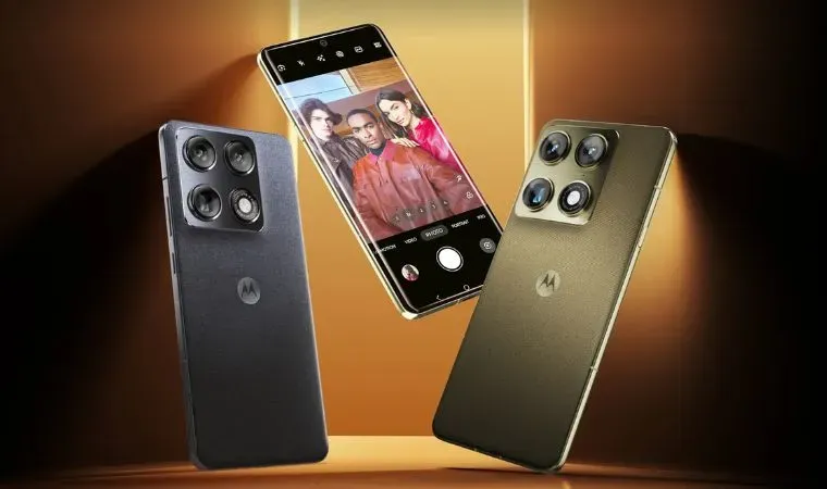 montagem mostra detalhes das partes frontal e traseira do celular premium Motorola Signature