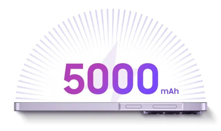 Ilustração da bateria de 5000 mAh do Samsung Galaxy A37 5G com o perfil lateral do aparelho ao fundo