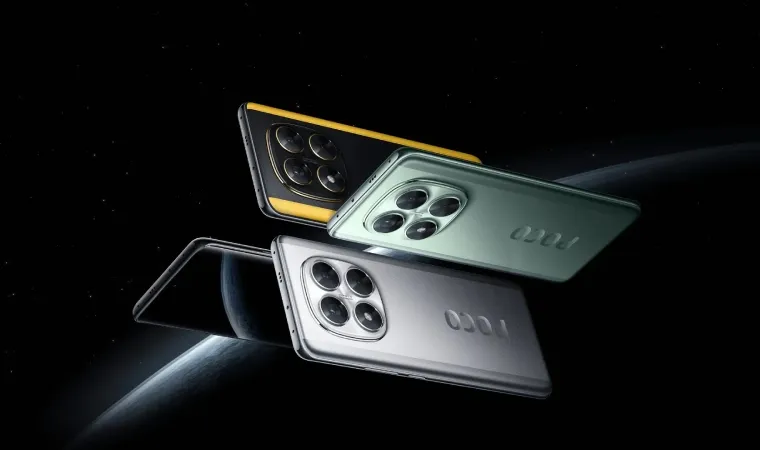 Smartphones Poco X7 em diferentes cores com módulo de câmera quadrado, destacando estilo e acabamento