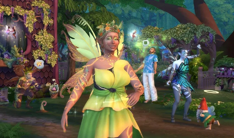 Imagem da expansão Natureza Encantada do jogo The Sims 4 mostrando várias Sims Fadas 