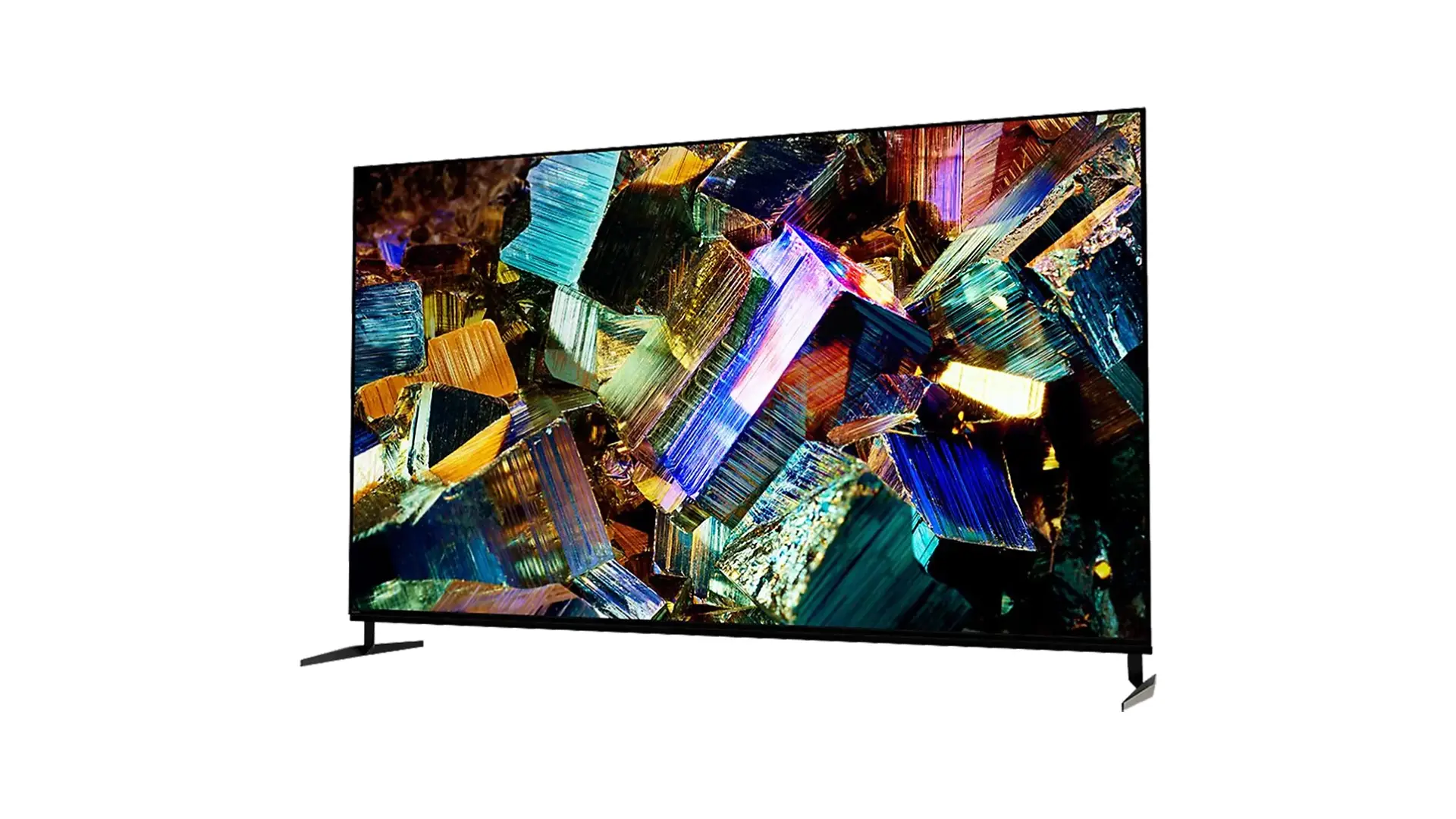 Frente da TV Sony Bravia 9X 8k com imagem colorida na tela