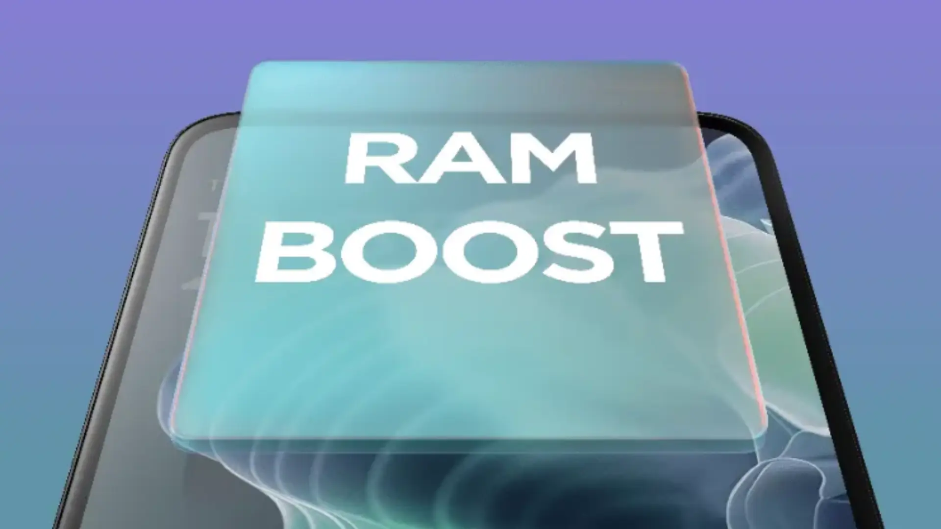 Imagem mostra celular com a frase RAM BOOST sobre ele