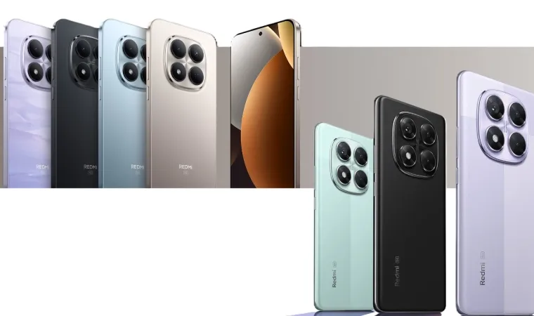 Linha de smartphones Redmi Note em várias cores com módulo de câmera quádruplo 