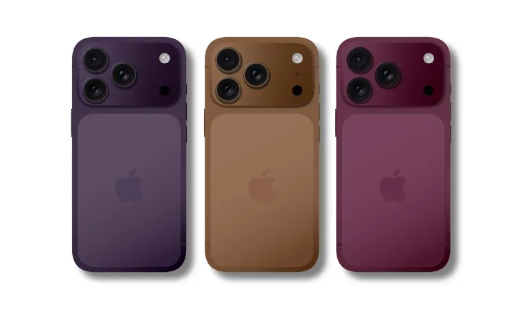 3 iPhones lado a lado em um fundo branco
