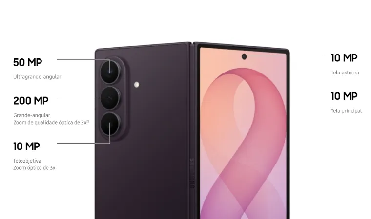 Celular Samsung Galaxy Z Fold 8 Ultra com destaque para as câmeras