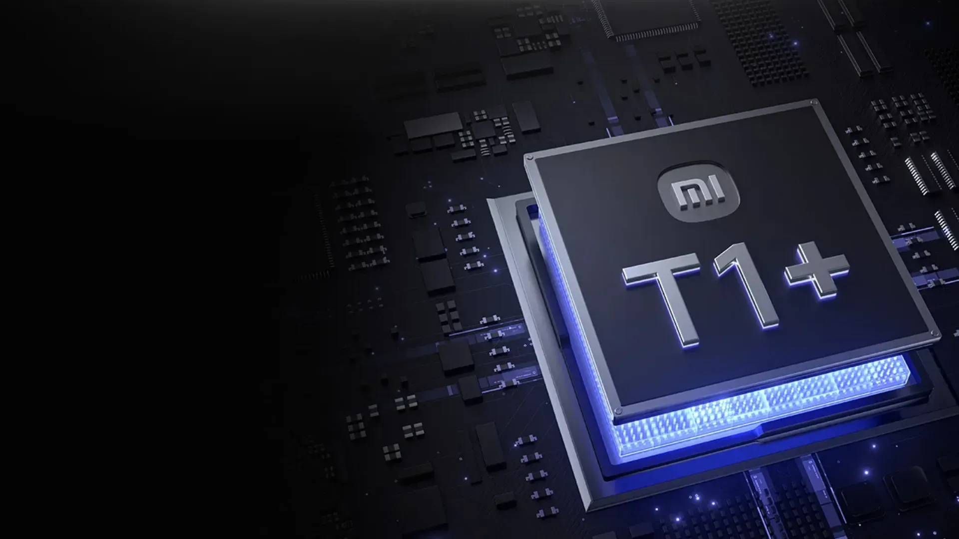 Imagem ilustrativa de divulgação do chip do Xiaomi 17T, com dizeres "Mi" e "T1+"