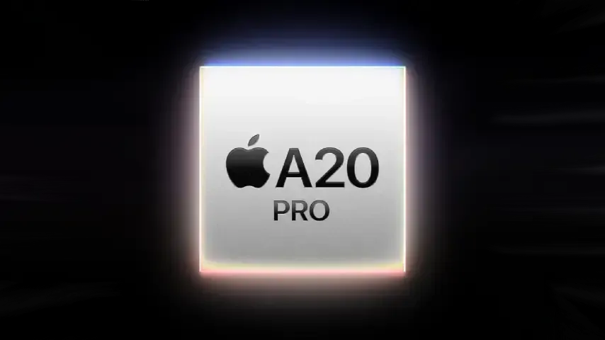 Arte ilustrativa do chipset A20 Pro da Apple