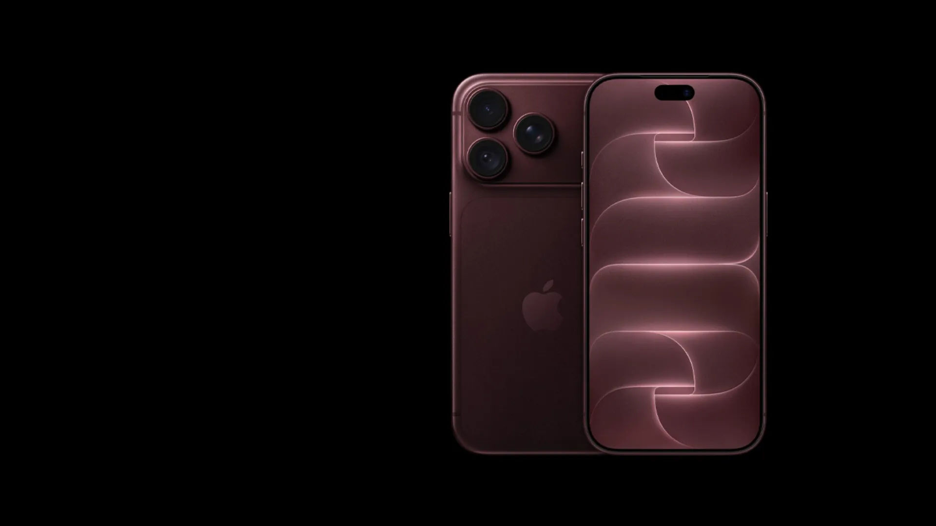 Dois modelos de iPhone 18 Pro Max, partes frontal e traseira, lado a lado, com fundo preto