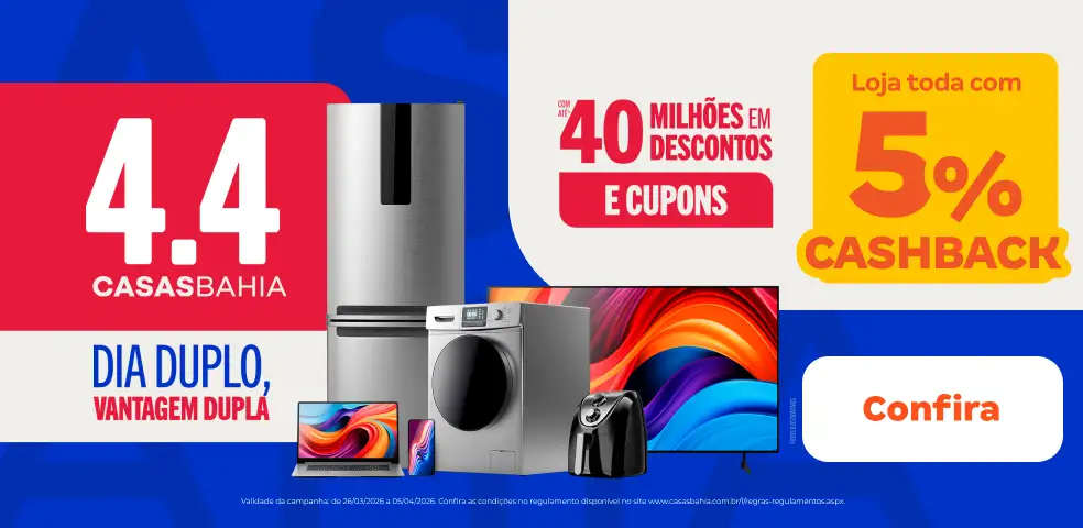 CASAS BAHIA - 5% DE CASHBACK! - 01/4
