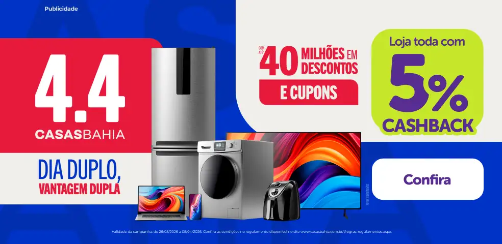 CASAS BAHIA - 5% DE CASHBACK! - 01/04