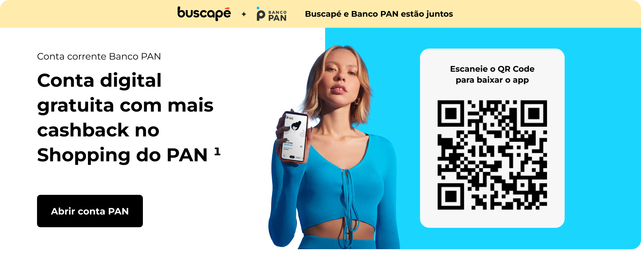 Conta digital gratuita com mais cashback no Shopping do PAN