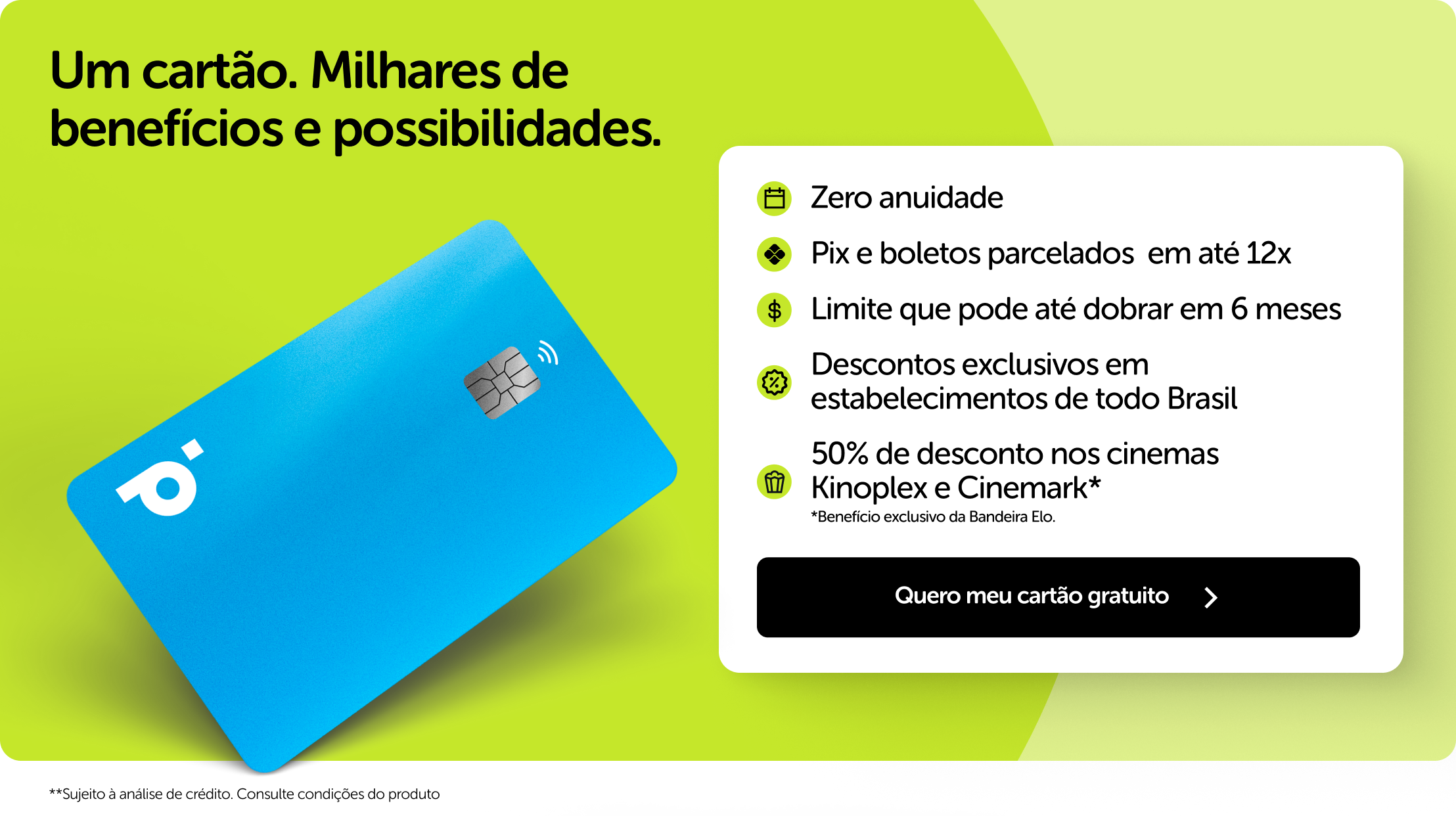 Conta digital gratuita com limite especial no cartão