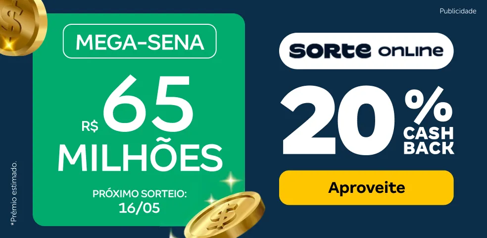 SORTE ONLINE - 20% DE CASHBACK! - 16/05