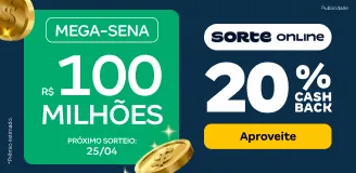 SORTE ONLINE - 20% DE CASHBACK! - 25/04