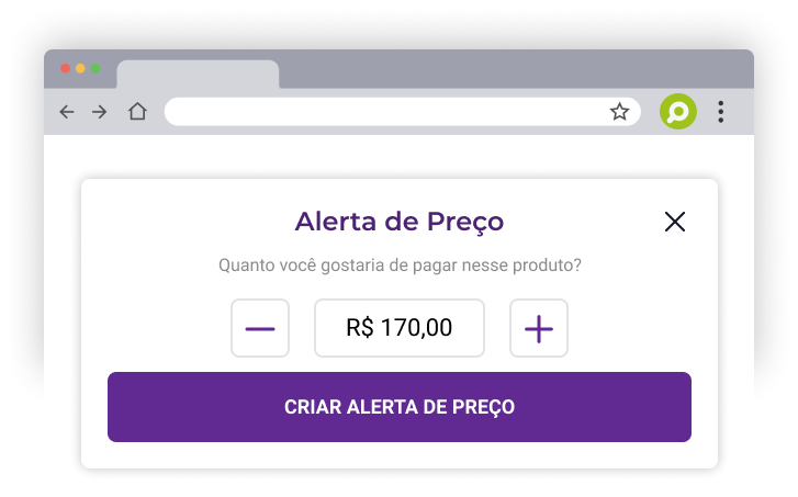 Imagem ilustrativa da função de alerta de preço da extensão