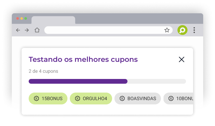 Imagem ilustrativa da função de testar cupons da extensão